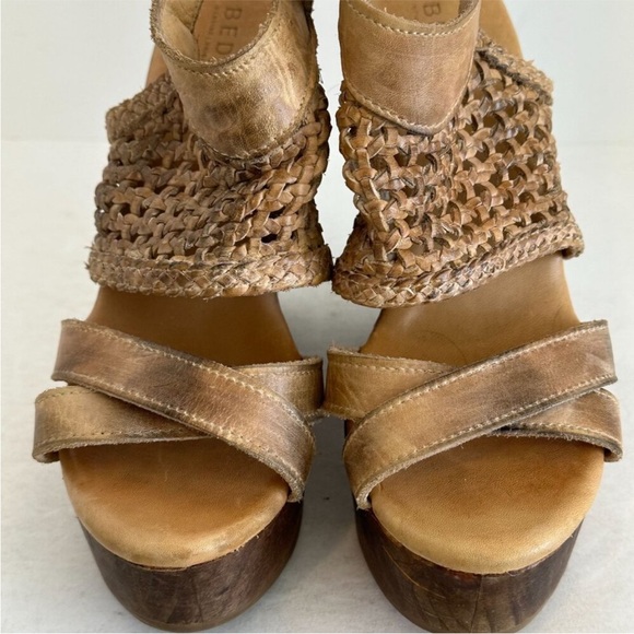 Bed Stu Tan Braided Leather Wedge Sandals - Picture 5 of 10